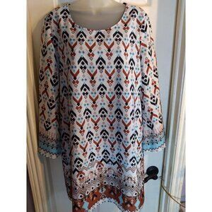 Rock 47 By Wrangler Tunic Dress Multicolored Southwestern Design Knee Length SzM